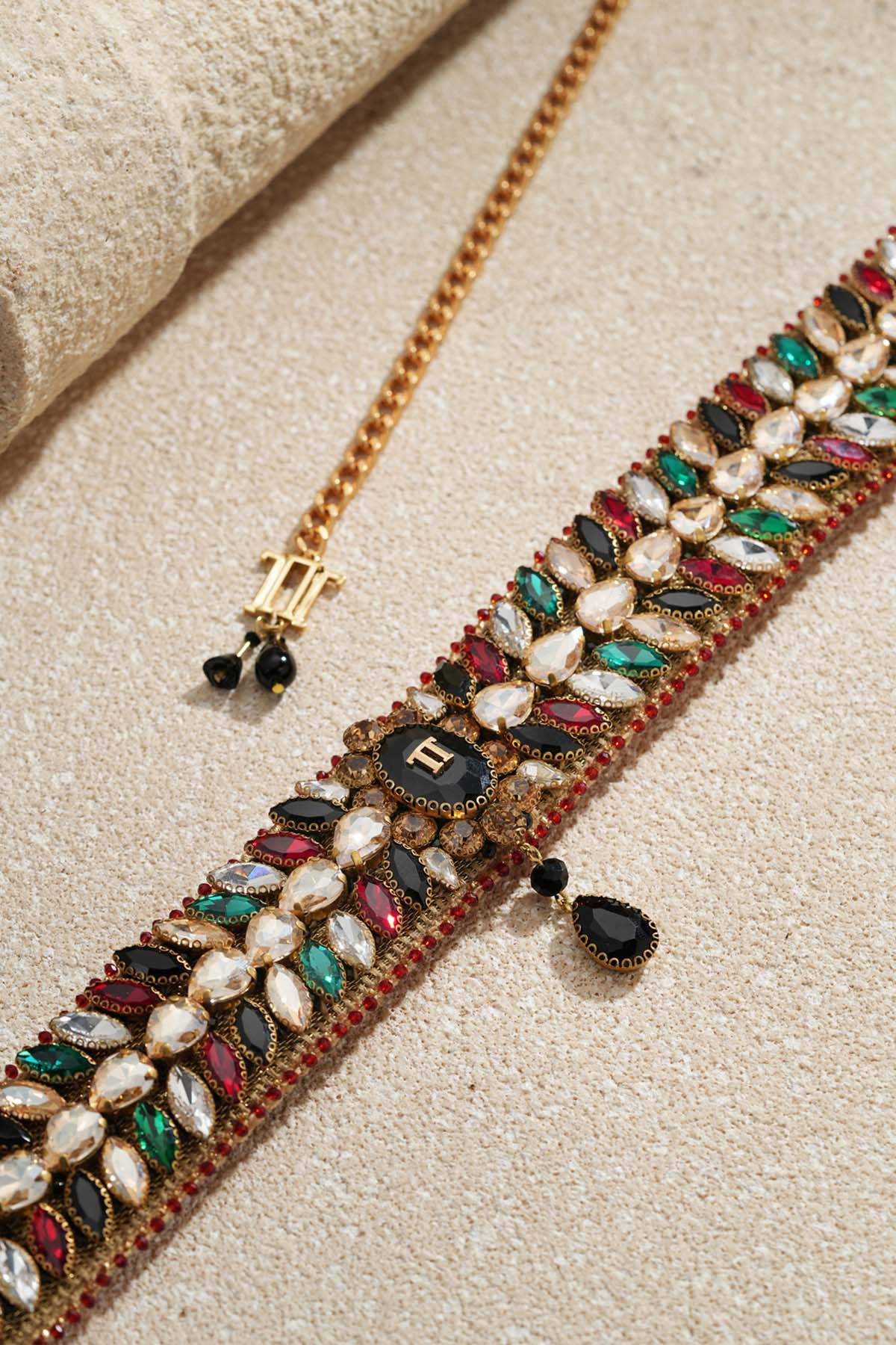 Tarun Tahiliani Accessories Jewelled Belt Multi indian designer wear online shopping melange singapore 