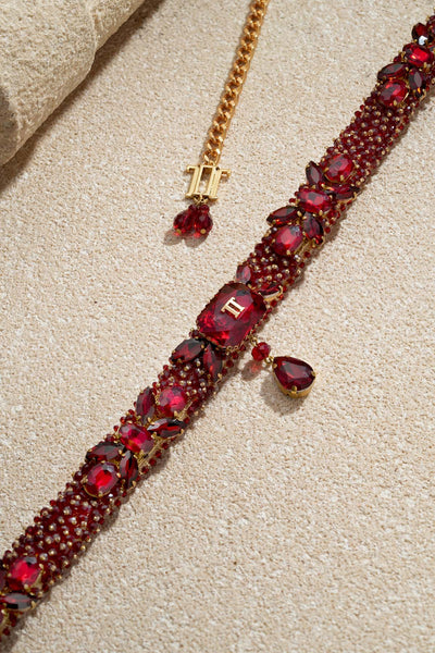 Tarun Tahiliani Accessories Jewelled Belt Ruby indian designer wear online shopping melange singapore 
