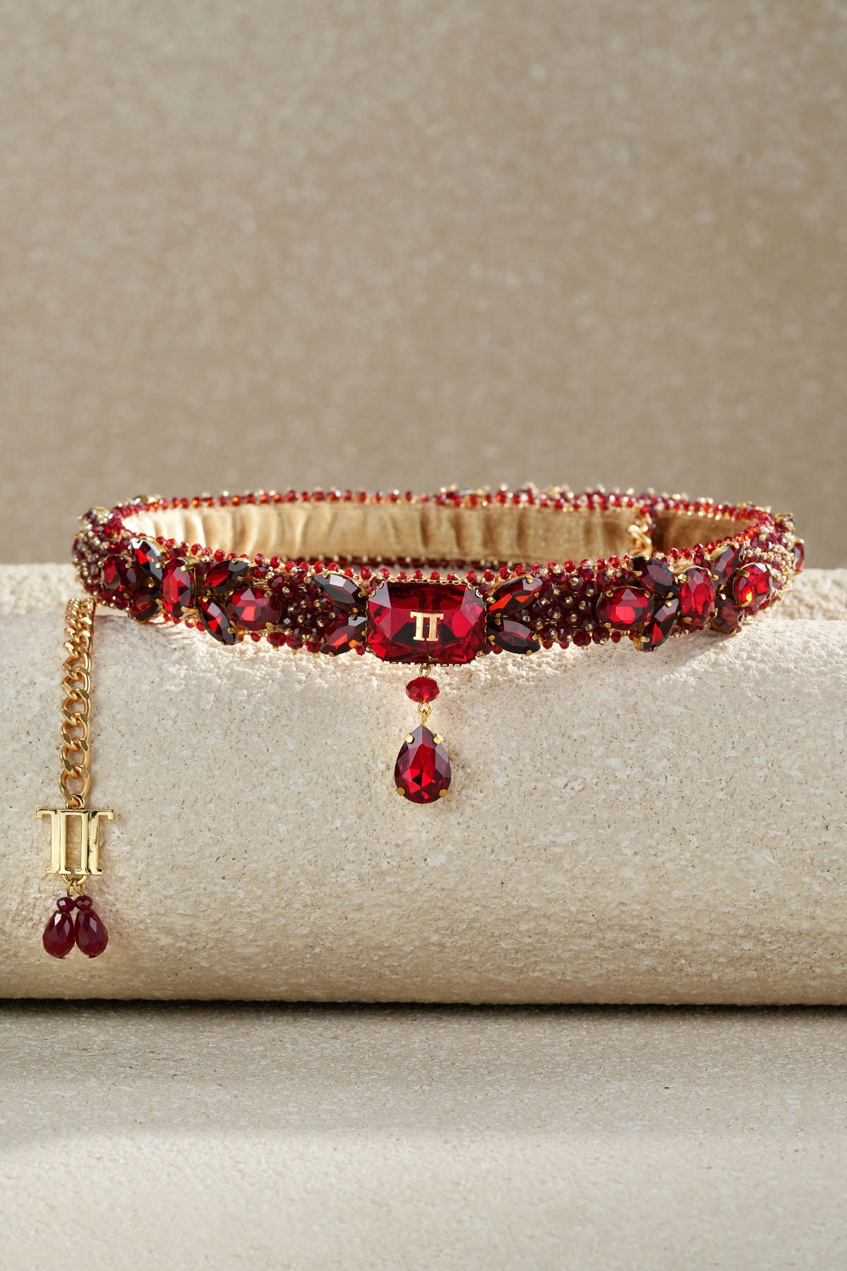 Tarun Tahiliani Accessories Jewelled Belt Ruby indian designer wear online shopping melange singapore 
