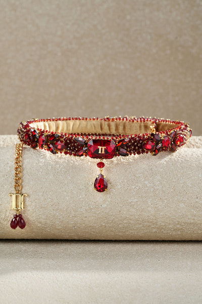 Tarun Tahiliani Accessories Jewelled Belt Ruby indian designer wear online shopping melange singapore 
