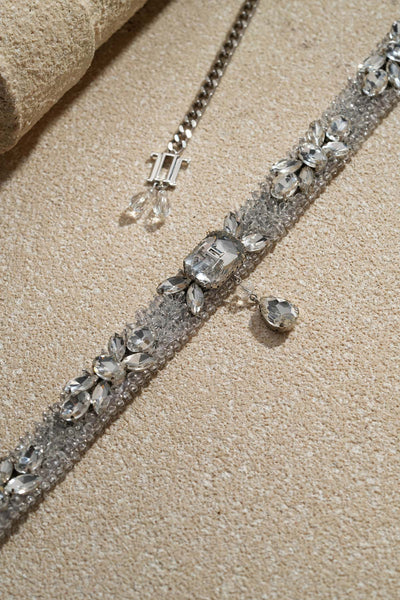 Tarun Tahiliani Accessories Jewelled Belt Silver indian designer wear online shopping melange singapore