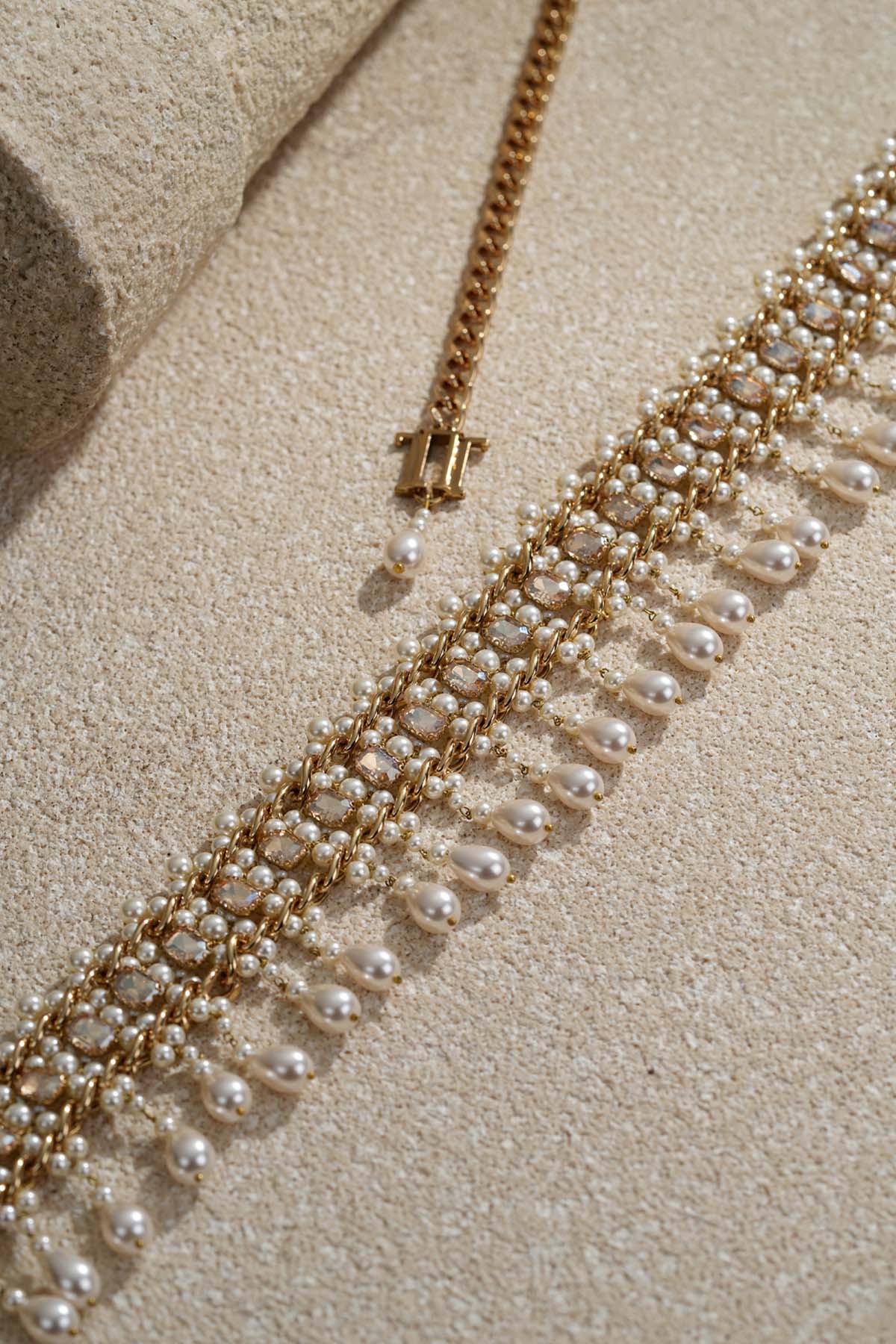 Tarun Tahiliani Accessories Groovy Jewelled Chain Belt indian designer wear online shopping melange singapore 