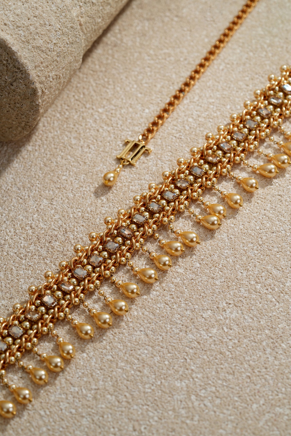 Tarun Tahiliani Accessories Jewelled Chain Belt Gold indian designer wear online shopping melange singapore