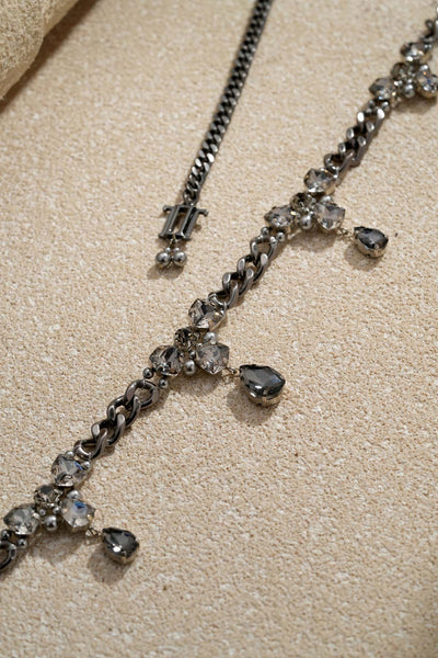 Tarun Tahiliani Accessories Jewelled Chain Belt Gunmetal indian designer wear online shopping melange singapore 