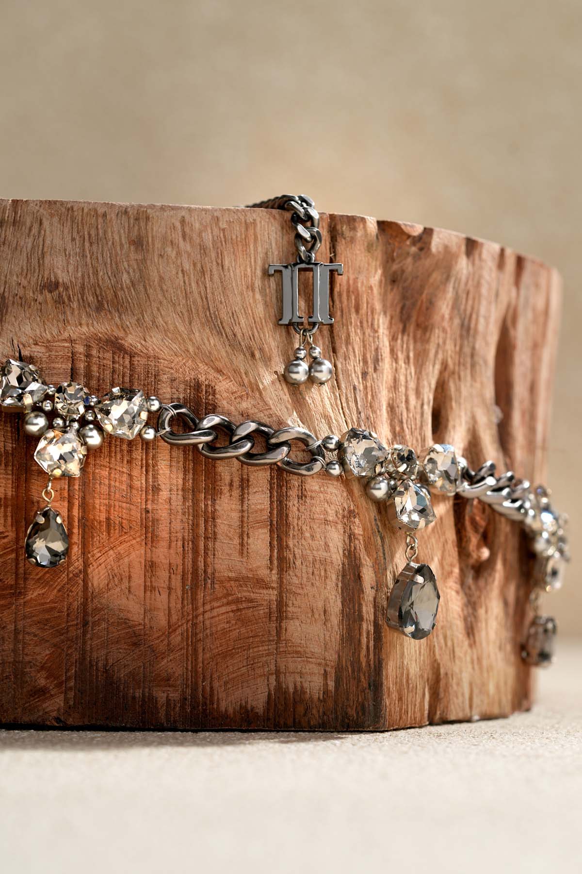 Tarun Tahiliani Accessories Jewelled Chain Belt Gunmetal indian designer wear online shopping melange singapore 