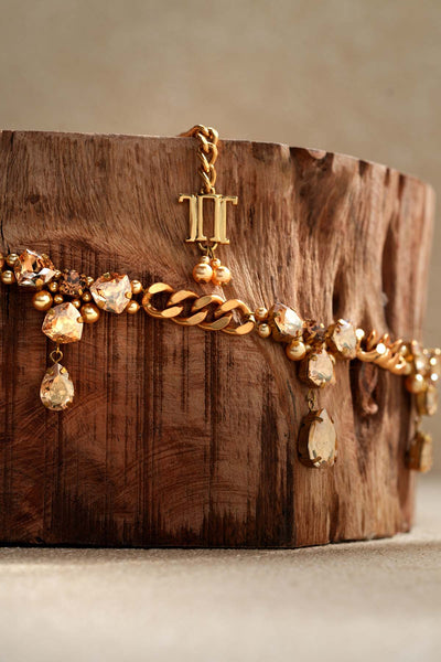 Tarun Tahiliani Accessories Jewelled Gold Chain Belt indian designer wear online shopping melange singapore 
