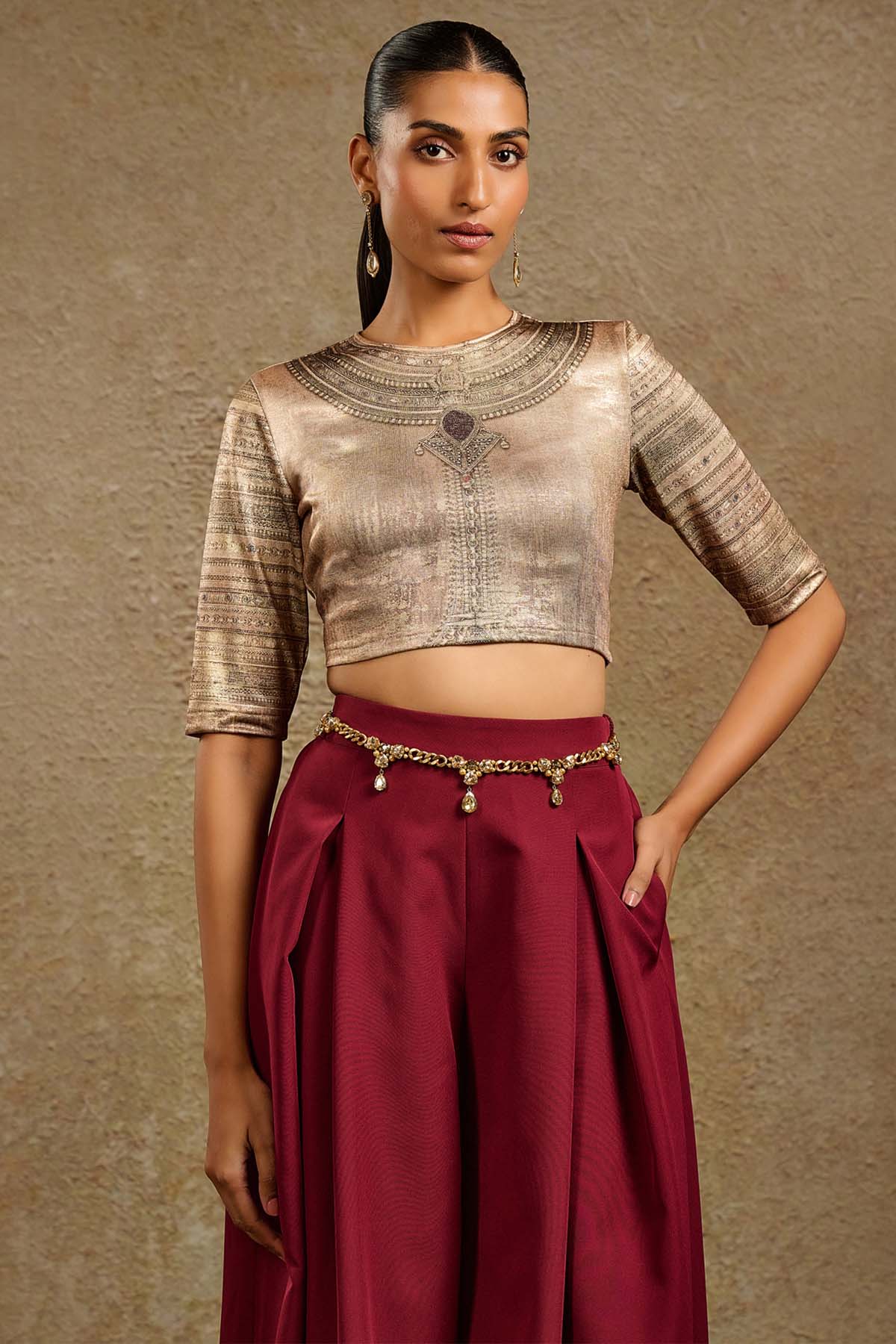 Tarun Tahiliani Accessories Jewelled Gold Chain Belt indian designer wear online shopping melange singapore 

