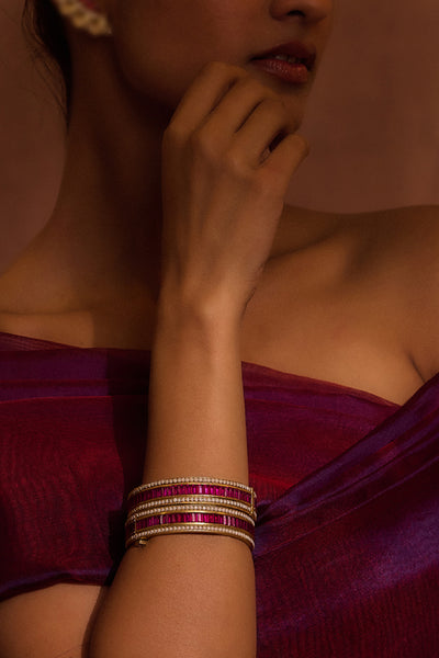 Tarun Tahiliani Accessories Silver Bangle Ruby indian designer wear online shopping melange singapore