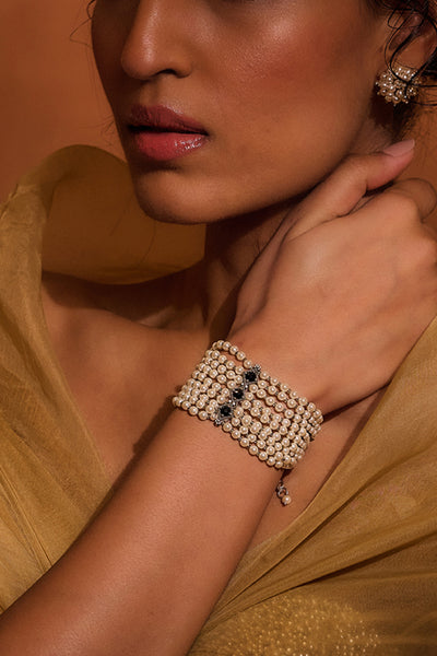Tarun Tahiliani Jewellery Silver Bracelet Ivory Black indian designer wear online shopping melange singapore