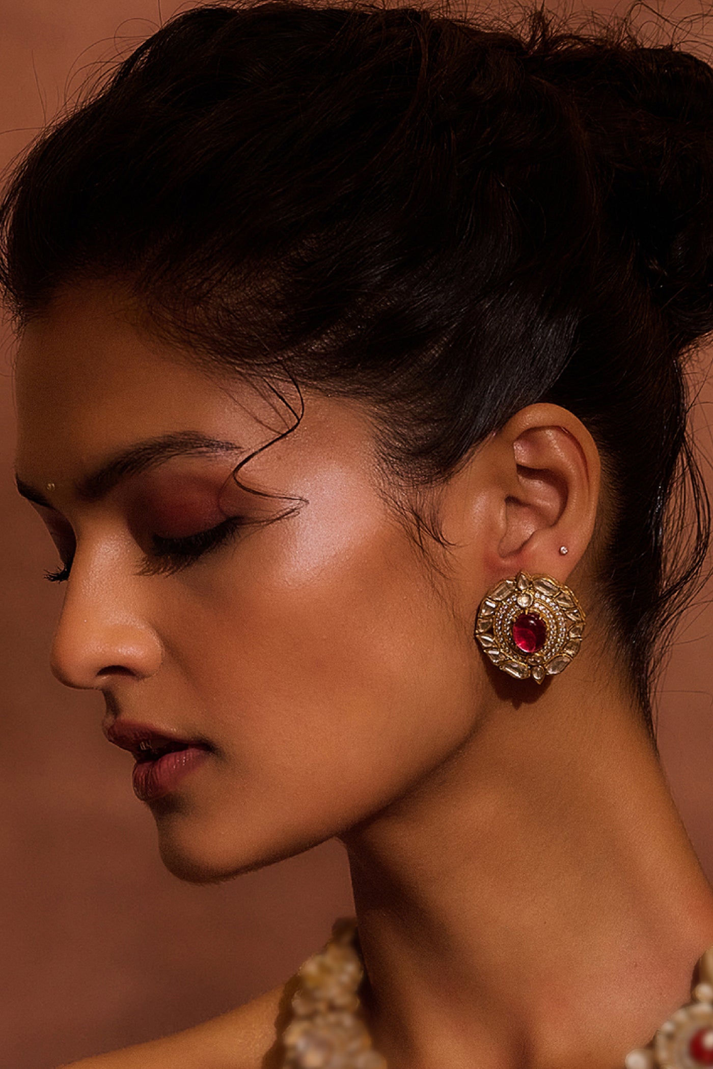 Tarun Tahiliani Jewellery Silver Earring Ruby indian designer wear online shopping melange singapore