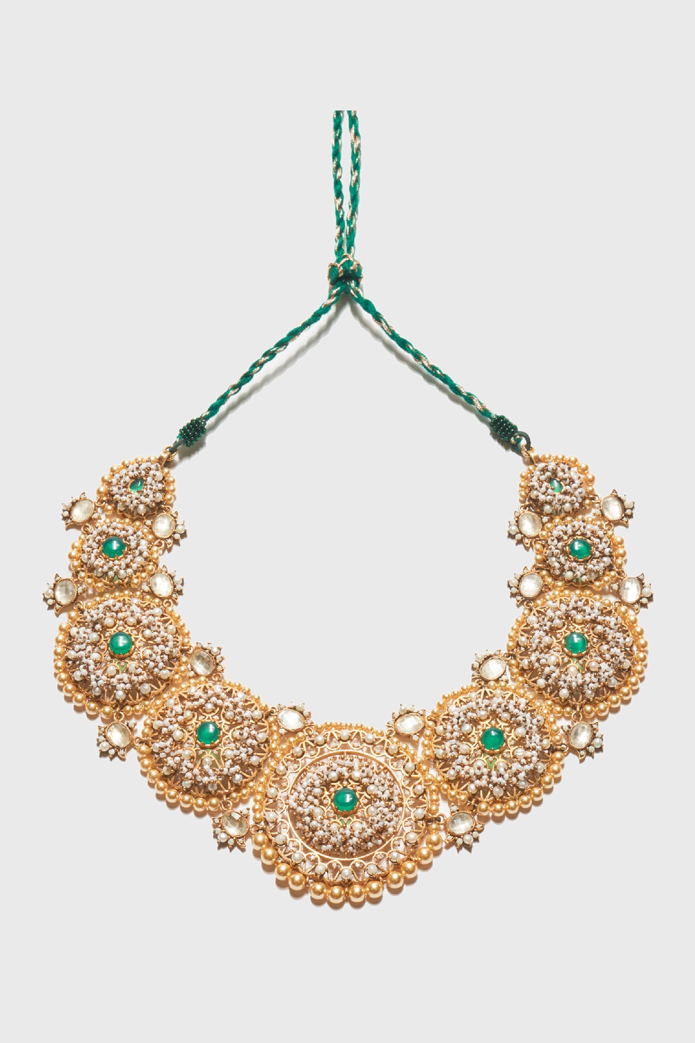 Tarun Tahiliani Jewellery Silver Necklace Emerald indian designer wear online shopping melange singapore