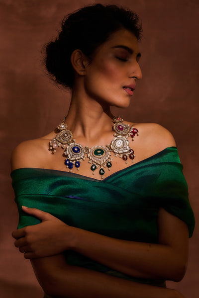 Tarun Tahiliani Jewellery Silver Necklace Multi indian designer wear online shopping melange singapore