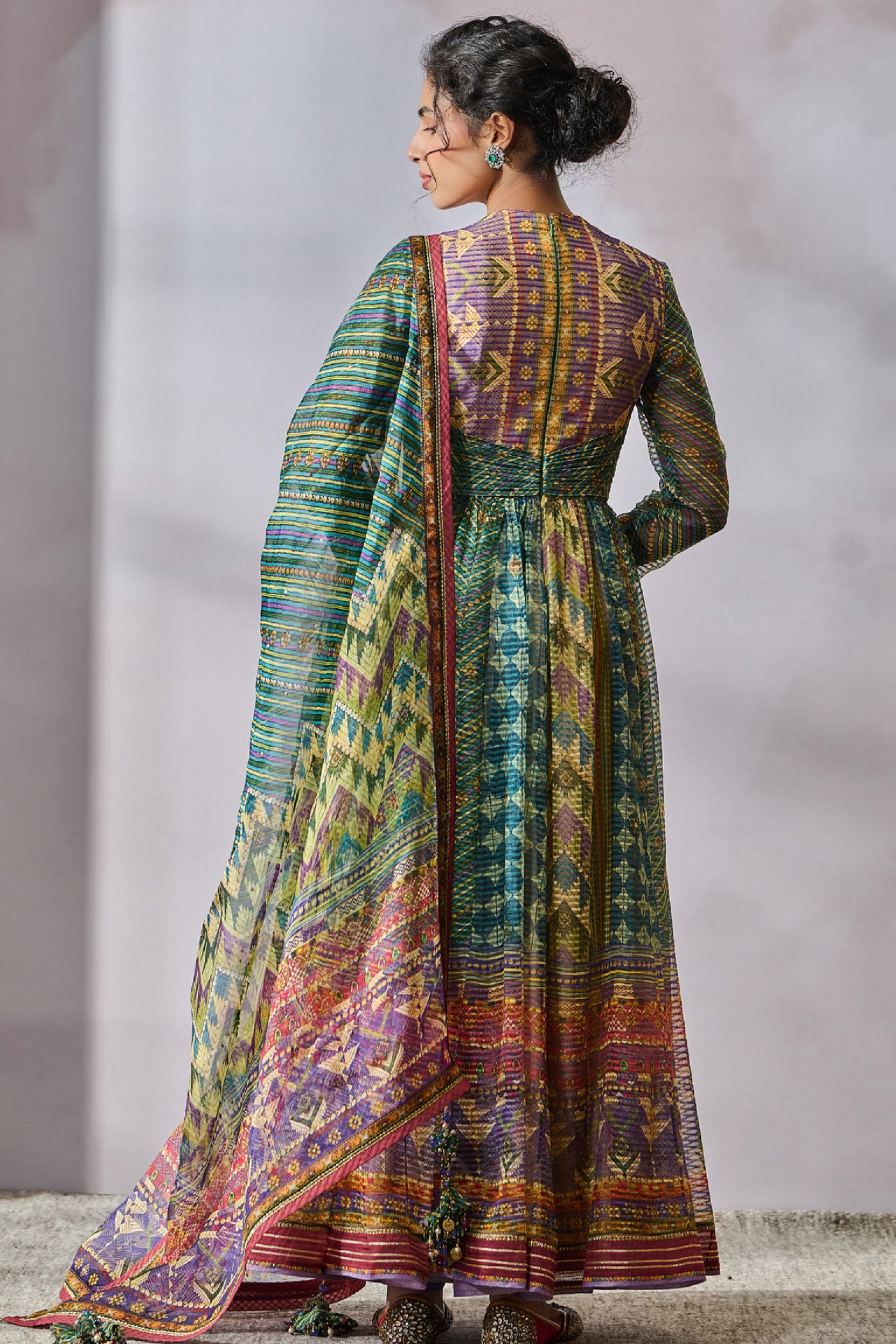 Tarun Tahiliani Anarkali Dupatta Churidar Peacock indian designer wear online shopping melange singapore