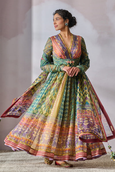 Tarun Tahiliani Anarkali Dupatta Churidar Peacock indian designer wear online shopping melange singapore