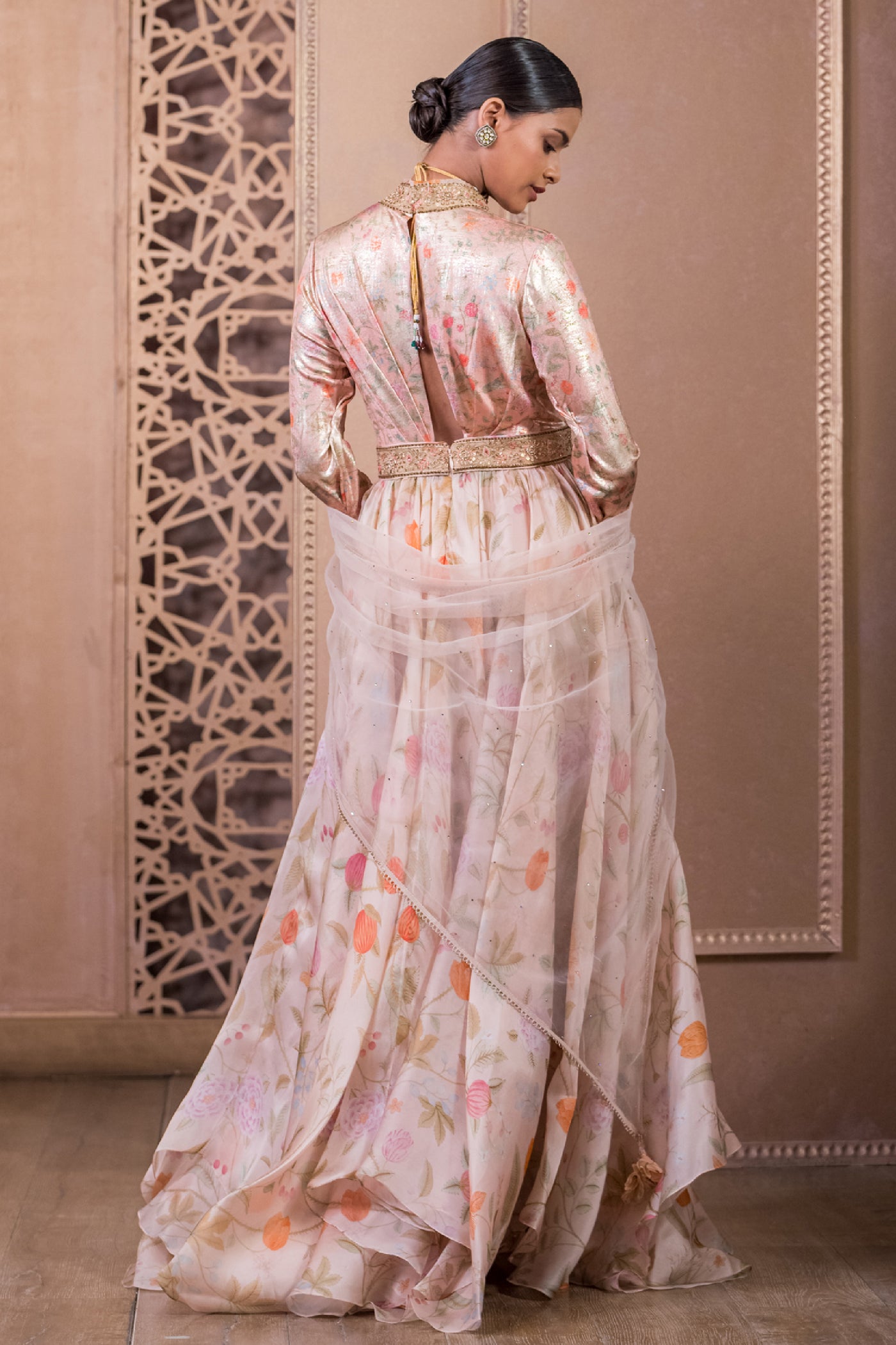 Tarun Tahiliani Anarkali With Churidar And Scarf indian designer wear online shopping melange singapore
