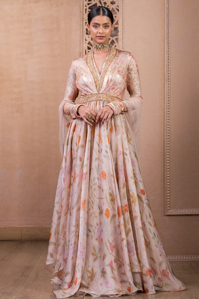 Tarun Tahiliani Anarkali With Churidar And Scarf indian designer wear online shopping melange singapore