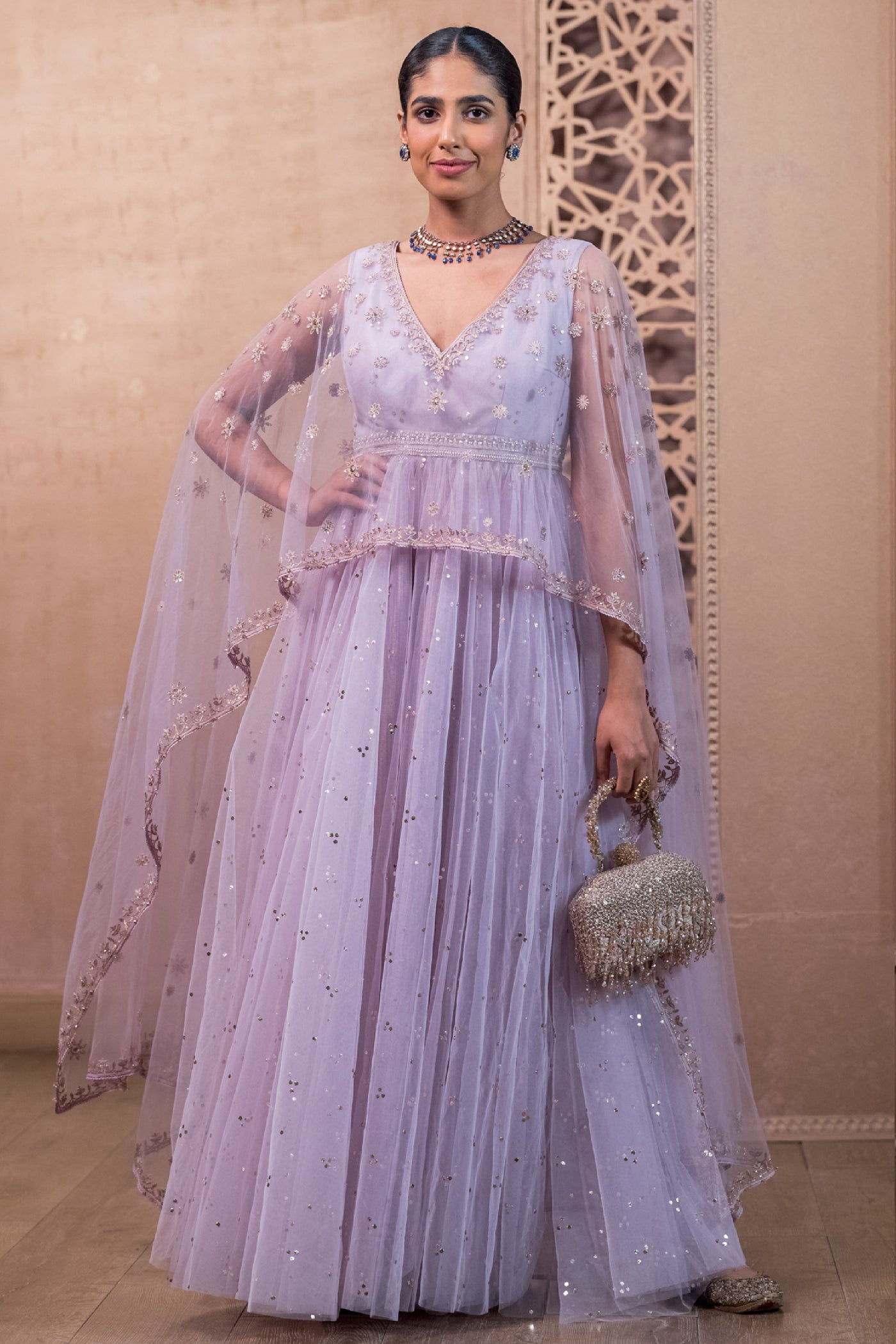 Tarun Tahiliani Anarkali And Churidar Lilac indian designer wear online shopping melange singapore