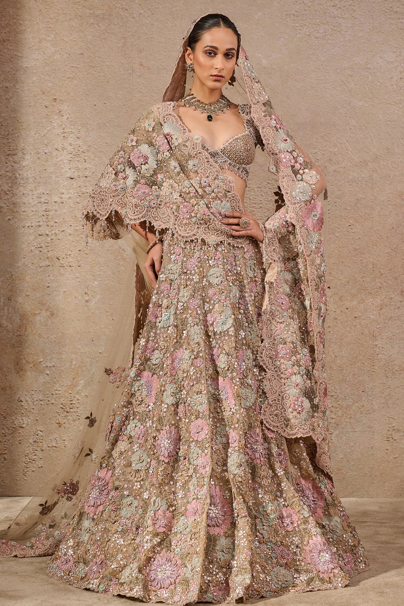 Tarun Tahiliani Bloom Fish Tail Lehenga indian designer wear online shopping melange singapore
