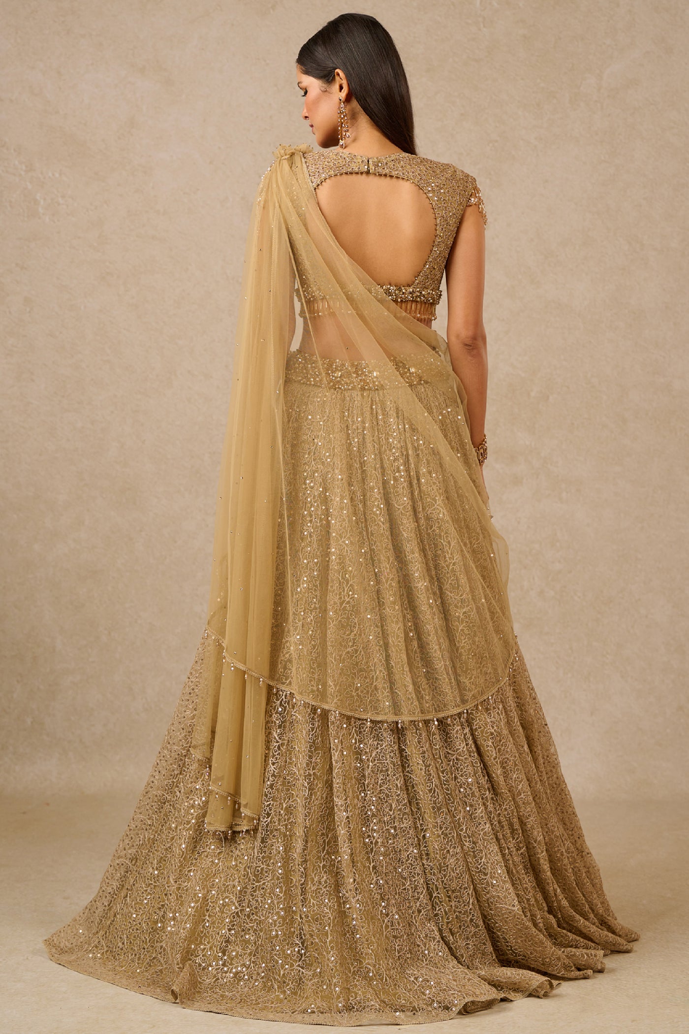 Tarun Tahiliani Blouse Drape Lehenga indian designer wear online shopping melange singapore