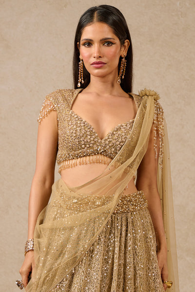 Tarun Tahiliani Blouse Drape Lehenga indian designer wear online shopping melange singapore