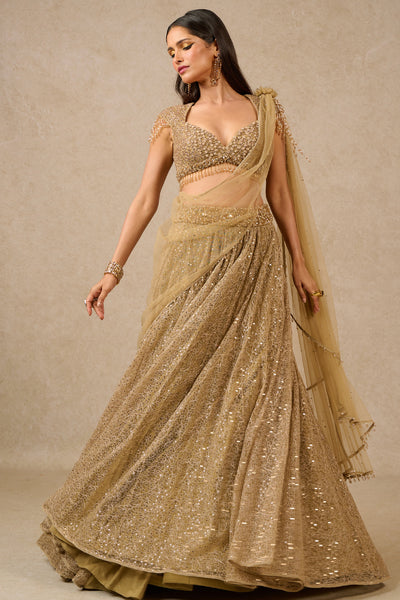 Tarun Tahiliani Blouse Drape Lehenga indian designer wear online shopping melange singapore