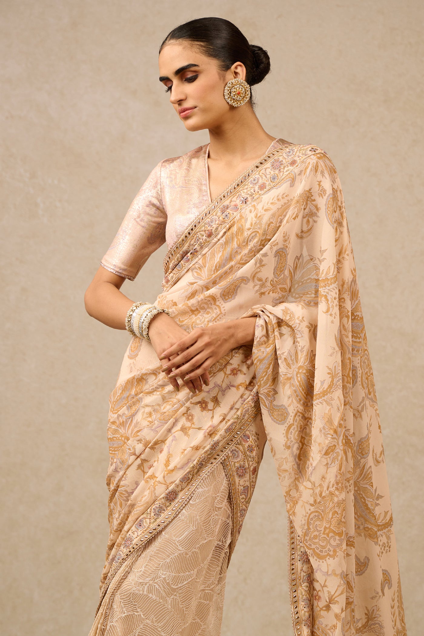 Tarun Tahiliani Blouse Drape Skirt Blush indian designer wear online shopping melange singapore