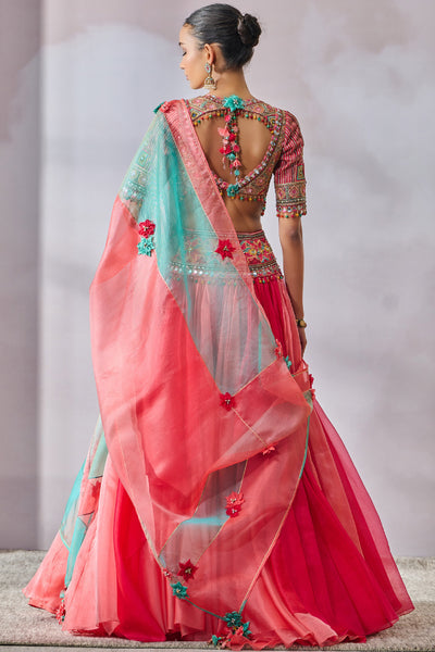 Tarun Tahiliani Blouse Dupatta Lehenga Multi indian designer wear online shopping melange singapore