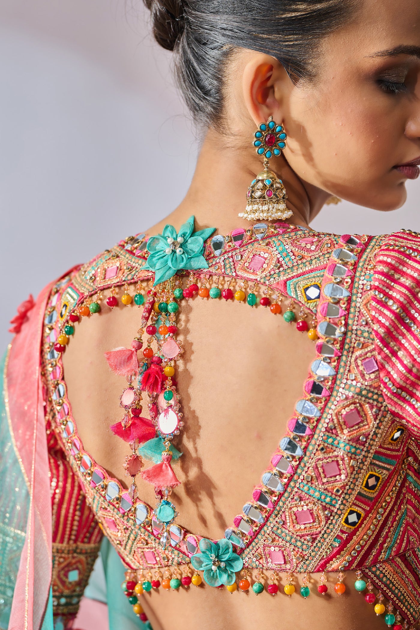 Tarun Tahiliani Blouse Dupatta Lehenga Multi indian designer wear online shopping melange singapore