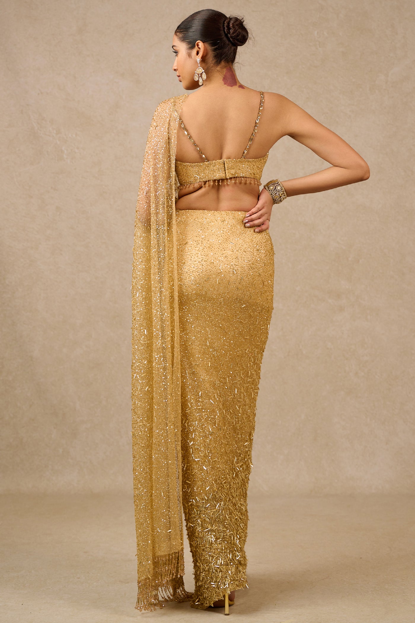 Tarun Tahiliani Blouse Saree Gold indian designer wear online shopping melange singapore