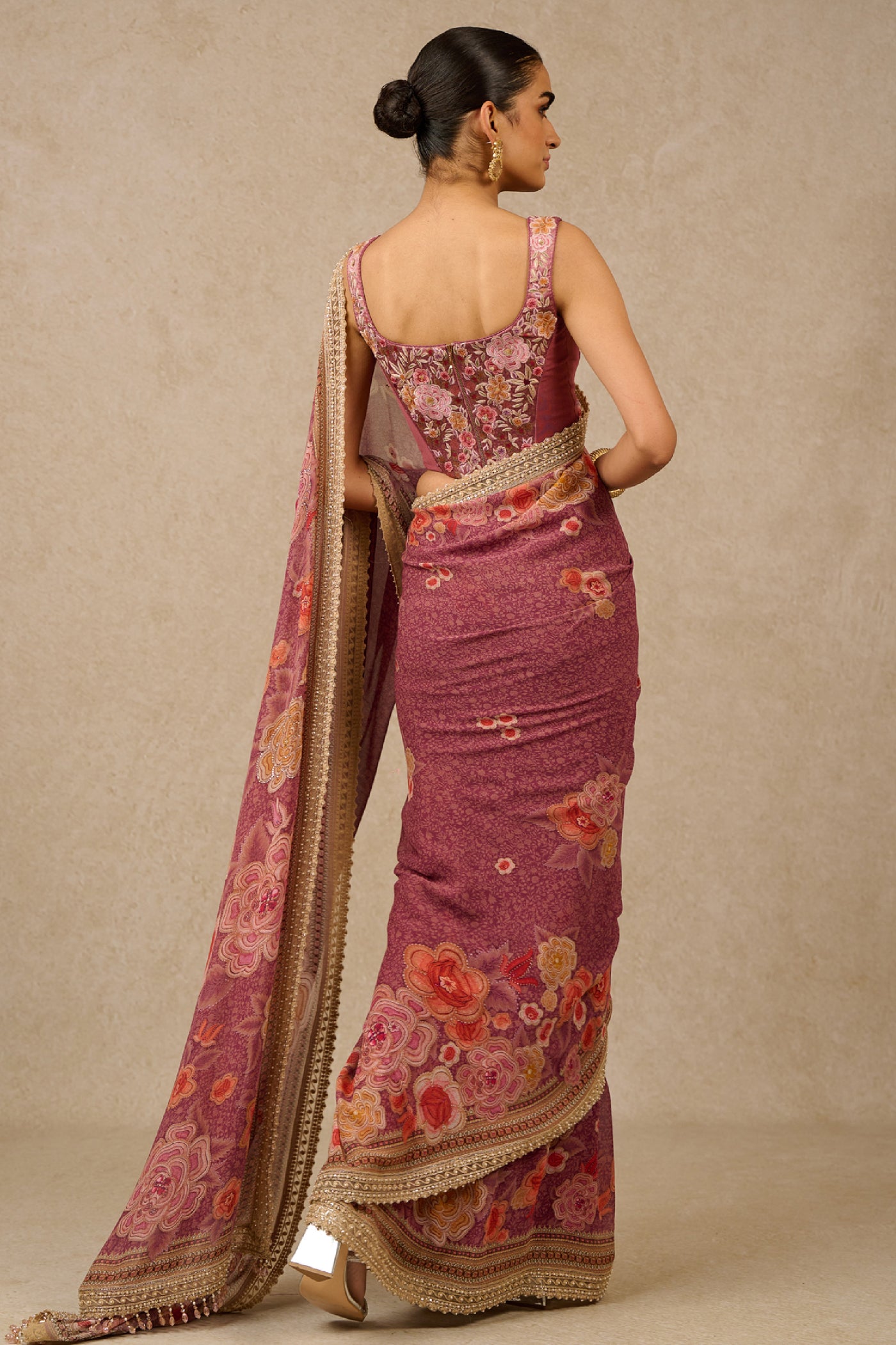 Tarun Tahiliani Blouse Saree Mauve indian designer wear online shopping melange singapore