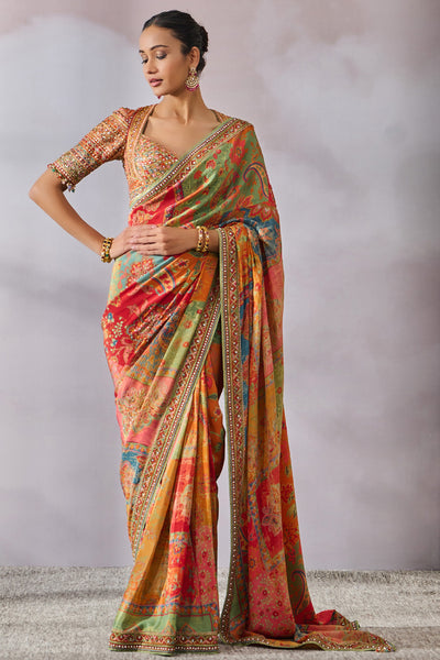 Tarun Tahiliani Blouse Saree Multi indian designer wear online shopping melange singapore