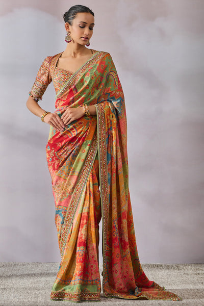 Tarun Tahiliani Blouse Saree Multi indian designer wear online shopping melange singapore