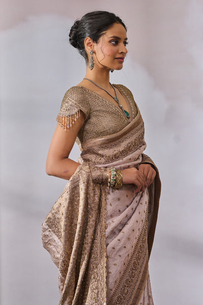 Tarun Tahiliani Blouse Saree Old Rose indian designer wear online shopping melange singapore