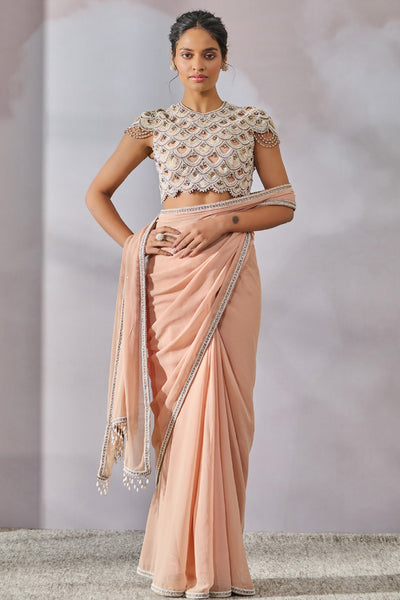 Tarun Tahiliani Blouse Saree Old Rose indian designer wear online shopping melange singapore