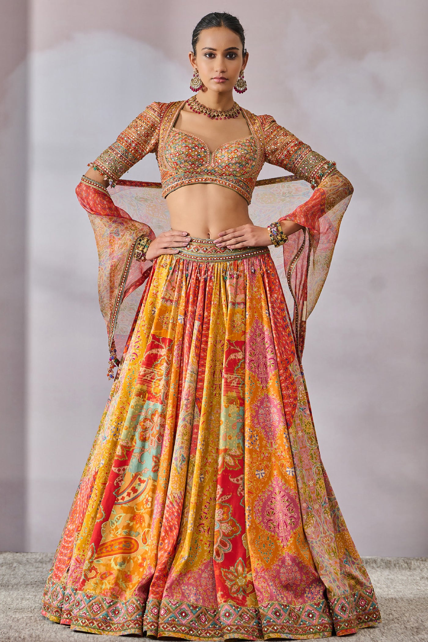 Tarun Tahiliani Blouse Scarf Lehenga indian designer wear online shopping melange singapore