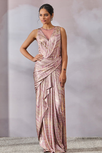 Tarun Tahiliani Bodysuit Concept Saree Lilac Multi indian designer wear online shopping melange singapore