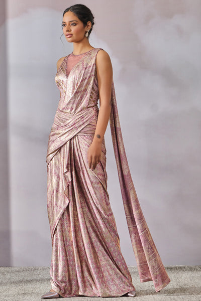 Tarun Tahiliani Bodysuit Concept Saree Lilac Multi indian designer wear online shopping melange singapore