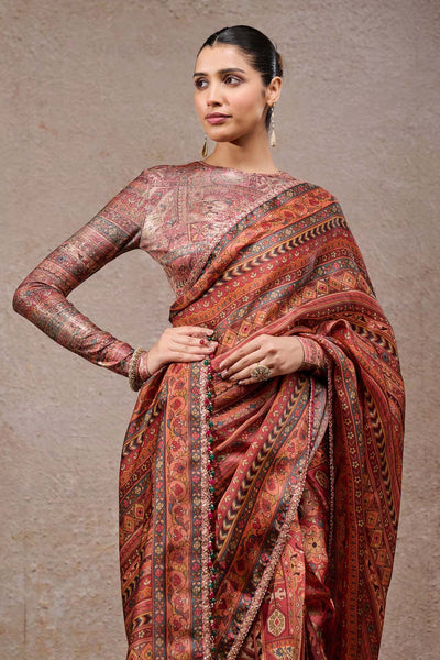 Tarun Tahiliani Brocade Saree Multi indian designer wear online shopping melange singapore 