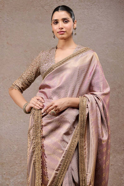 Tarun Tahiliani Brocade Saree Purple Gold indian designer wear online shopping melange singapore 
