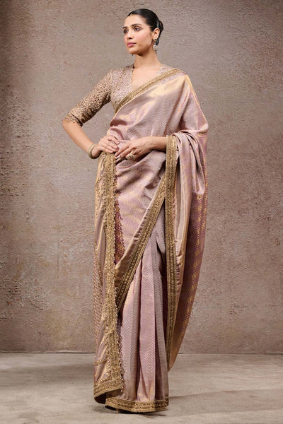 Tarun Tahiliani Brocade Saree Purple Gold indian designer wear online shopping melange singapore 

