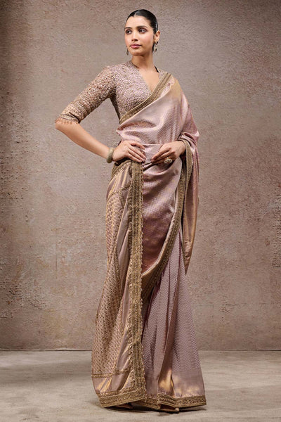 Tarun Tahiliani Brocade Saree Purple Gold indian designer wear online shopping melange singapore 
