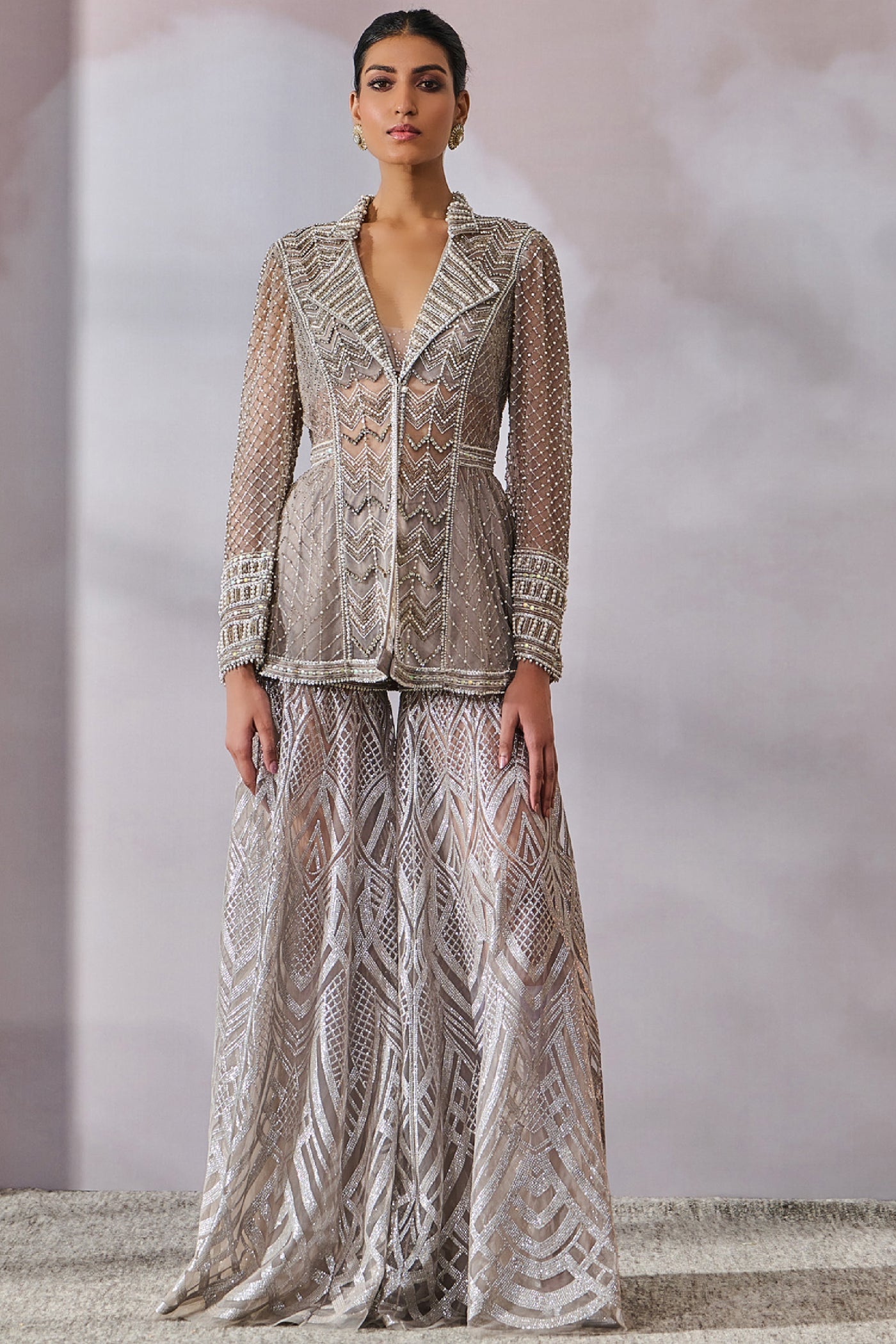 Tarun Tahiliani Bustier Jacket Sharara indian designer wear online shopping melange singapore