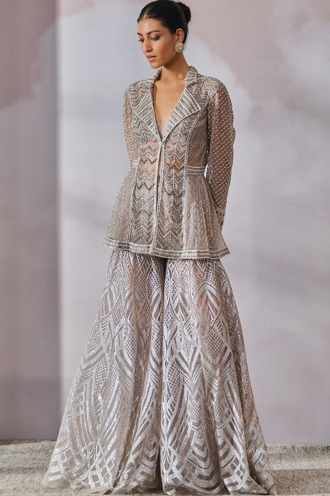 Tarun Tahiliani Bustier Jacket Sharara indian designer wear online shopping melange singapore