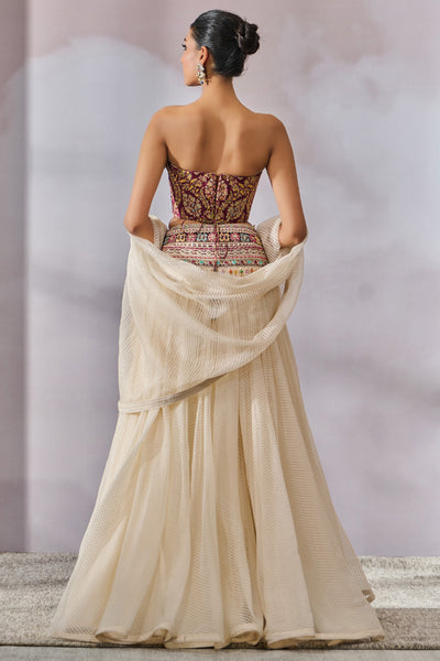 Tarun Tahiliani Bustier Scarf Lehenga indian designer wear online shopping melange singapore