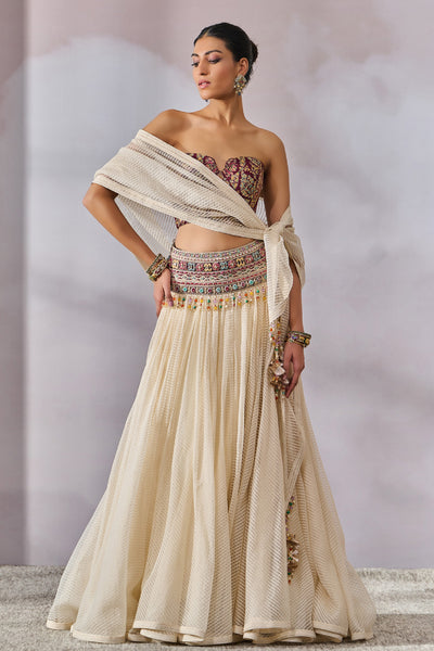 Tarun Tahiliani Bustier Scarf Lehenga indian designer wear online shopping melange singapore