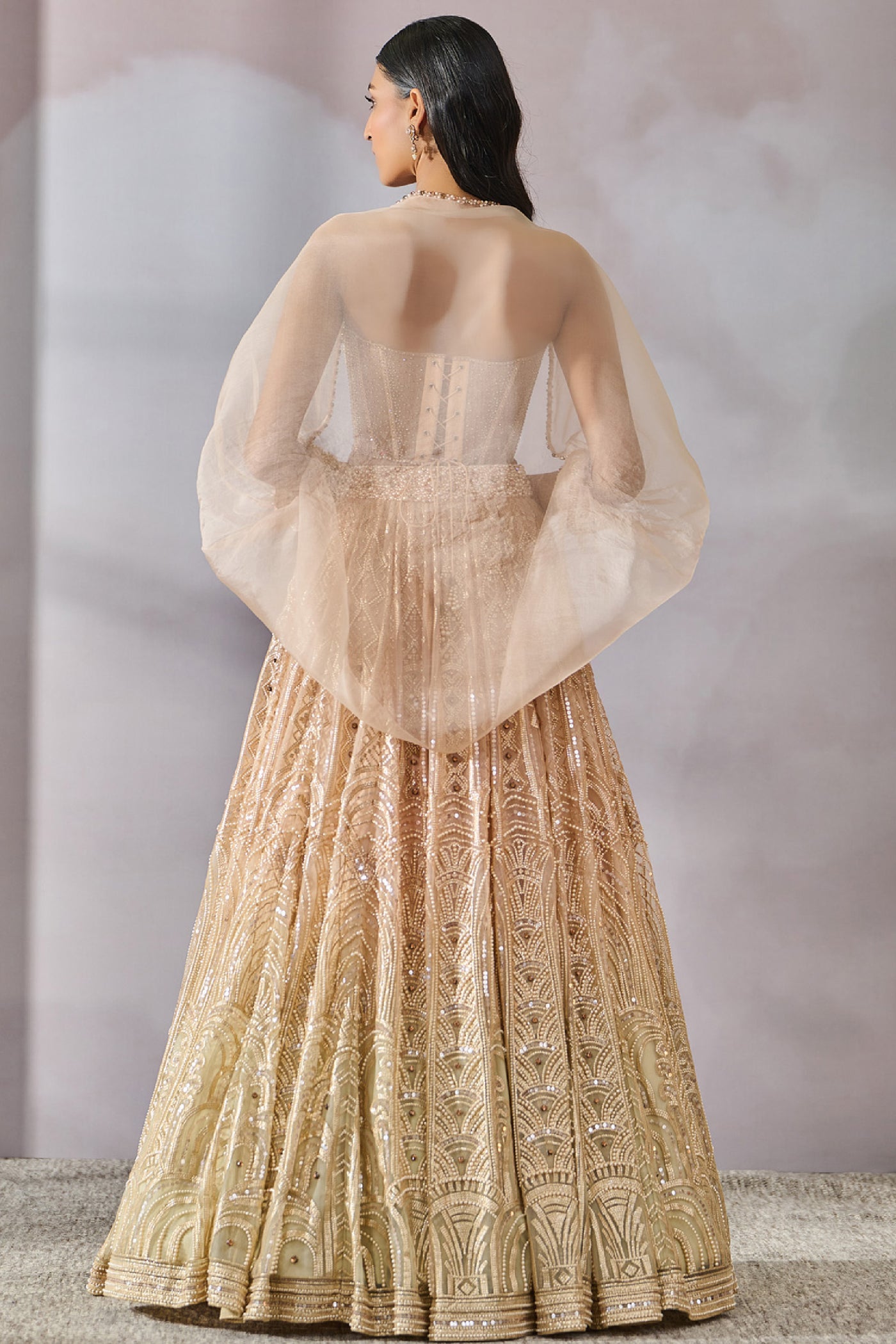 Tarun Tahiliani Bustier Shirt Lehenga indian designer wear online shopping melange singapore