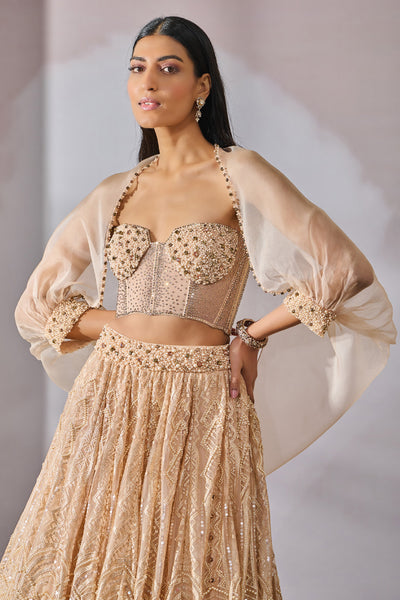 Tarun Tahiliani Bustier Shirt Lehenga indian designer wear online shopping melange singapore