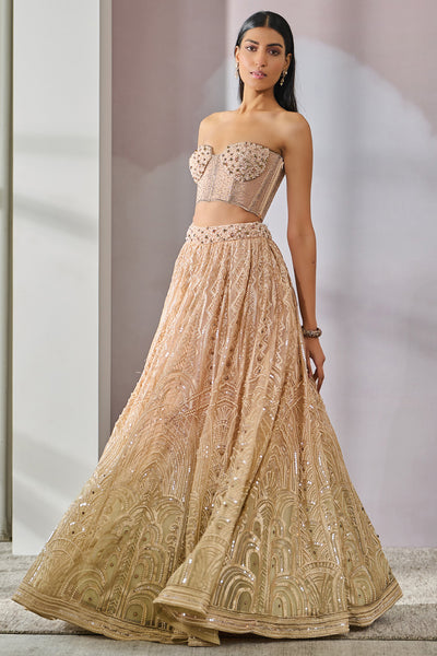 Tarun Tahiliani Bustier Shirt Lehenga indian designer wear online shopping melange singapore