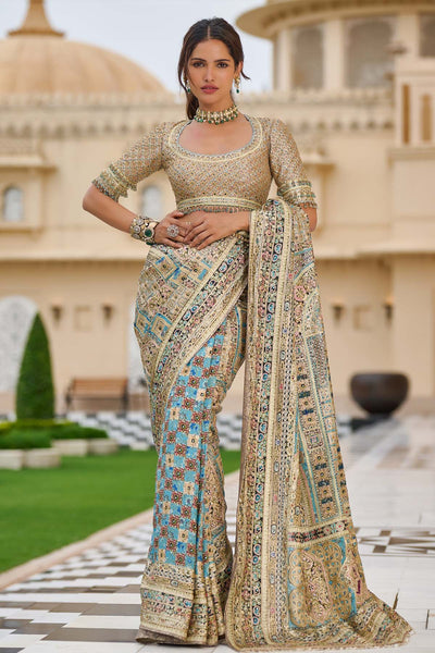 Tarun Tahiliani Byzantium Painted Saree Multi indian designer wear online shopping melange singapore 