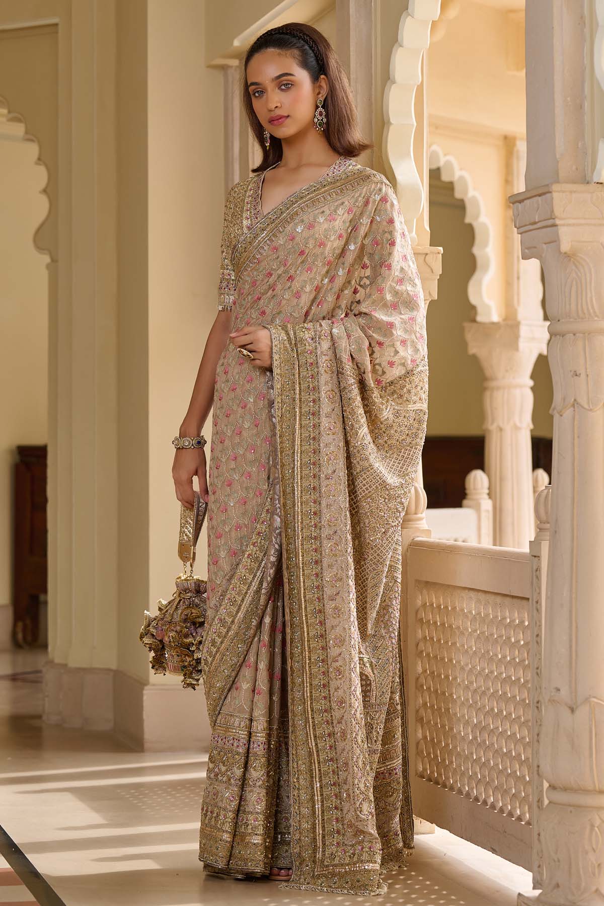 Tarun Tahiliani Byzantium Painted Saree Saree indian designer wear online shopping melange singapore 